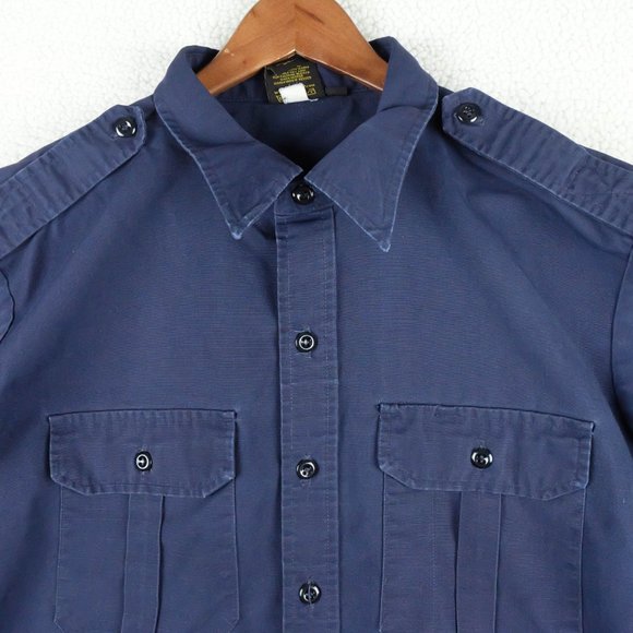 Propper Button Up Shirt Mens Extra Large Navy Blue Short Sleeve Workwear Army - Picture 2 of 9